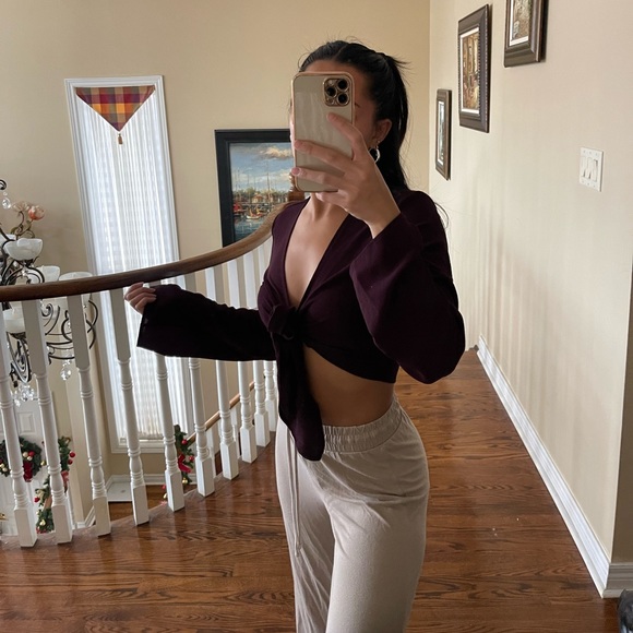 Dark purple tie top - Picture 4 of 5